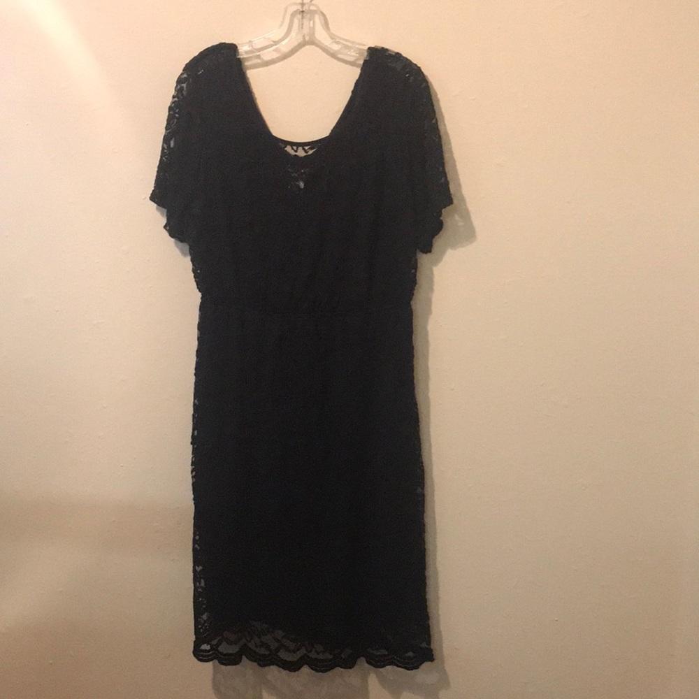 Navy blue lace overlay dress